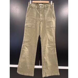 Madewell 11" High-Rise Flare Jeans Fatigue Green Patch Pocket Pants 27" x 31"
